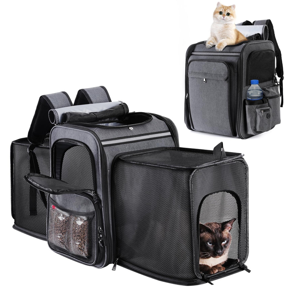 Double Side Expandable Cat Backpack Carrier with Breathable Mesh O8957