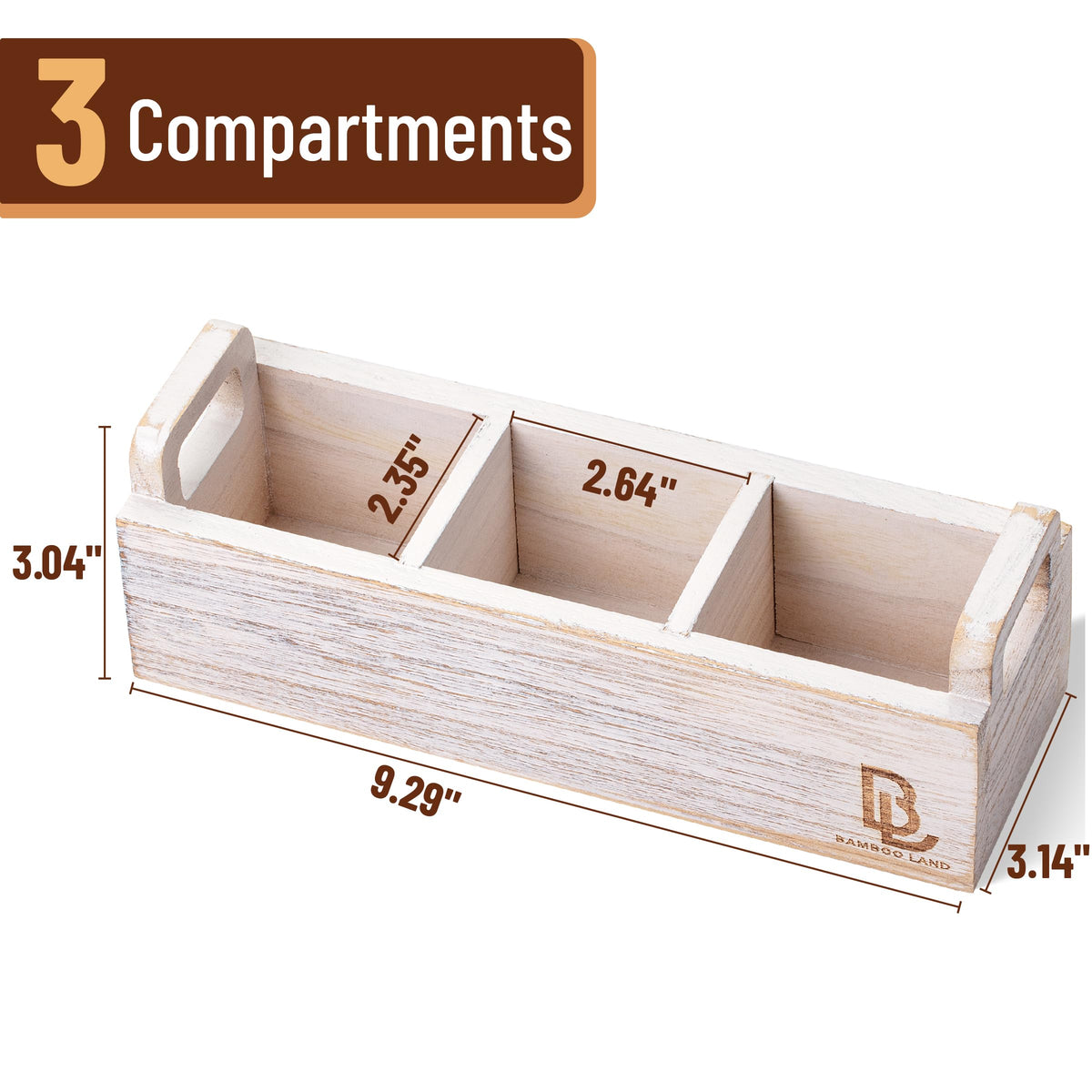 Wooden 3 Slot Tea Bag Organizer D3162