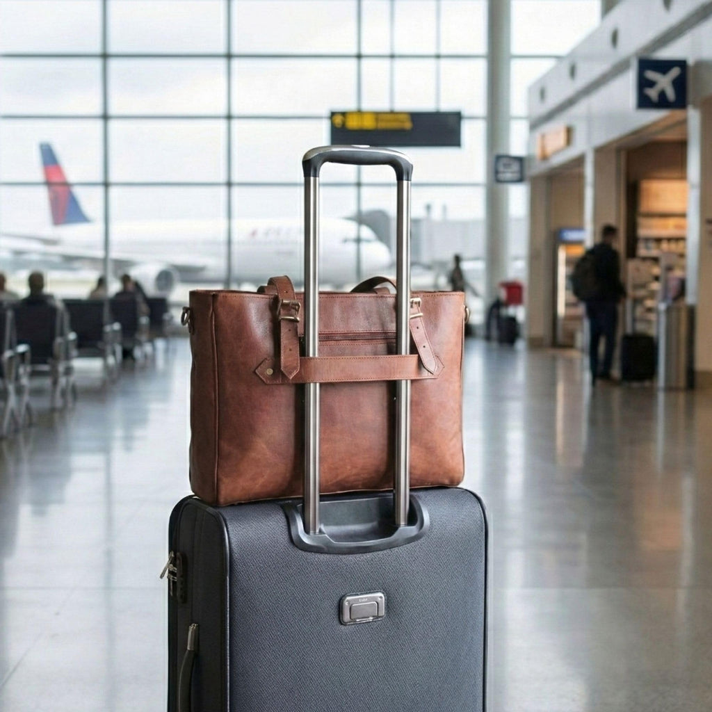 17-inch Large Brown Genuine Leather Laptop Bag X779