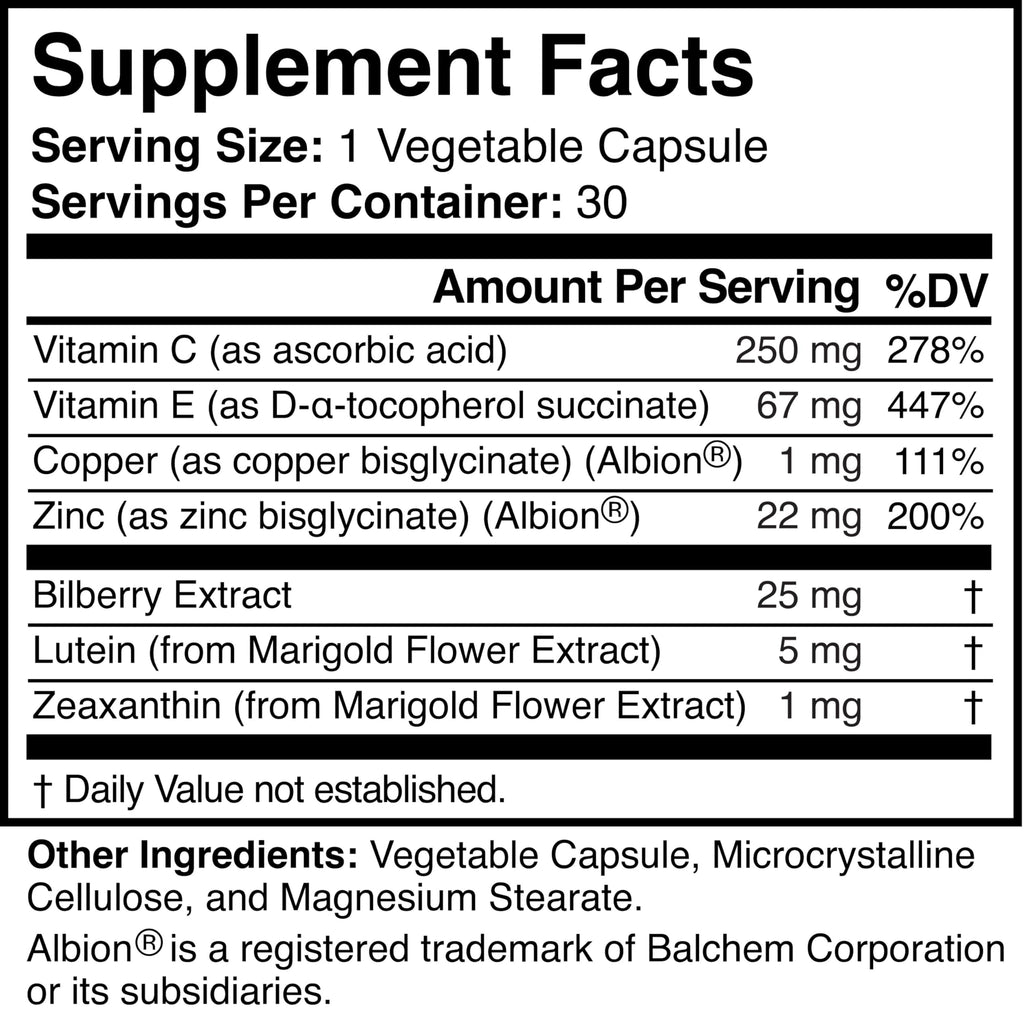 Natural Eye and Vision Support Supplement, Vegan, Gluten-Free O430666