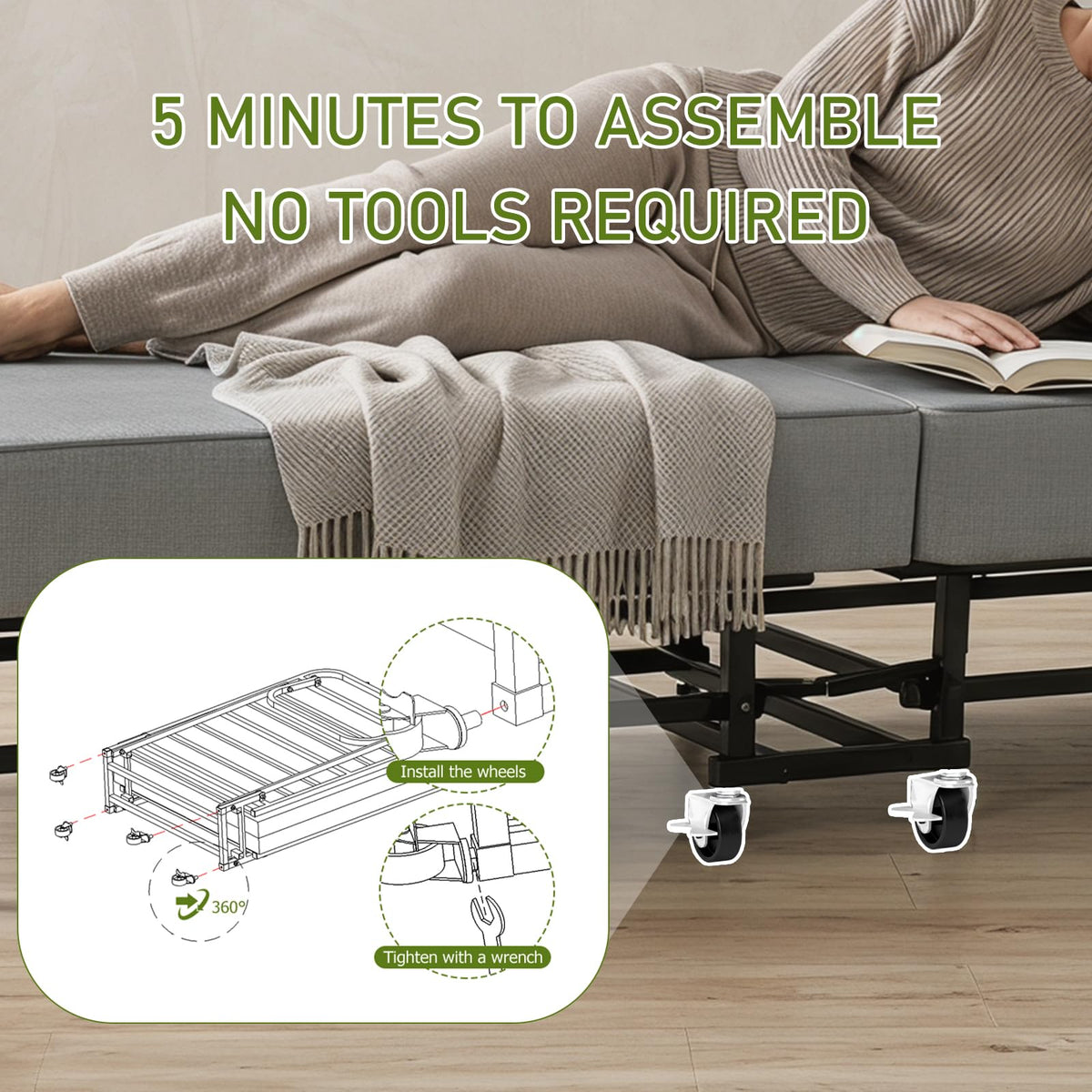 Folding Bed on Wheels M68199