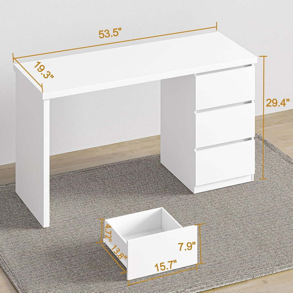 White Desk with Drawers B24356
