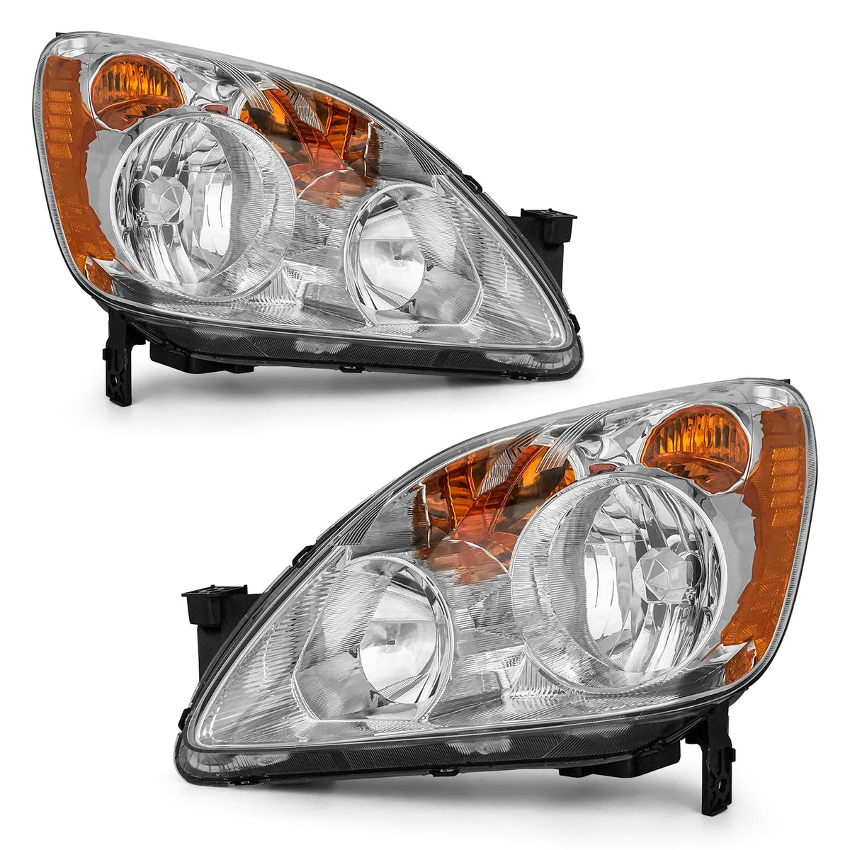 Headlight Chrome Housing Amber Reflector Replacement Pair O661683