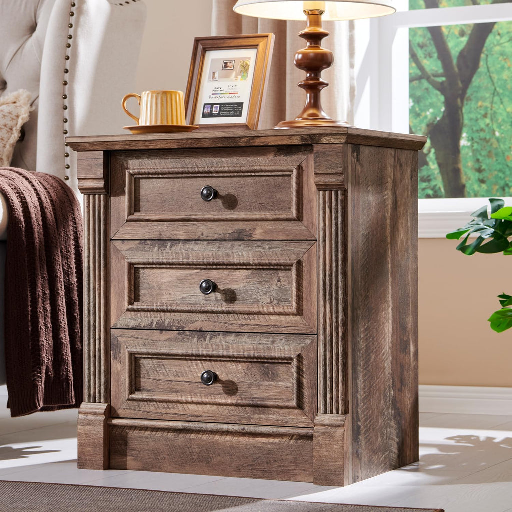 26" Tall 3 Drawer Light Brown Nightstand G353