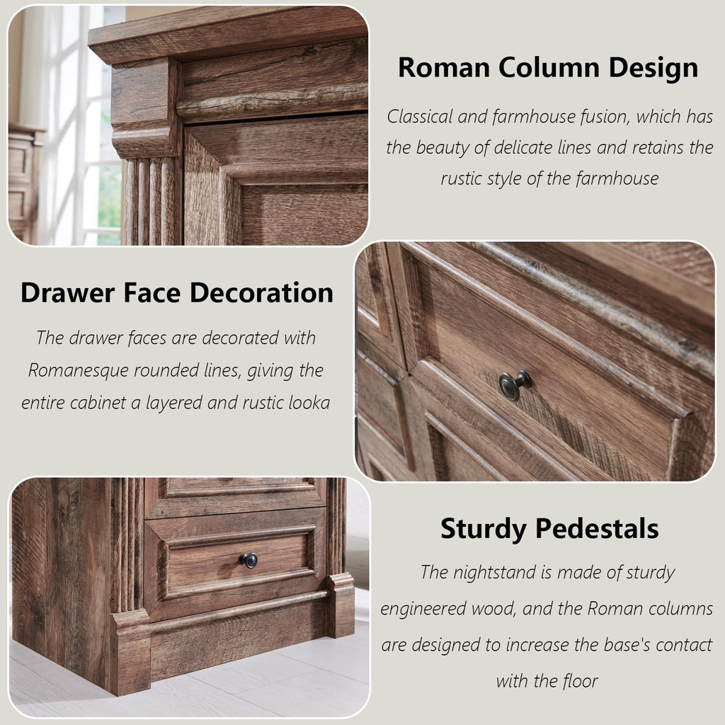 26" Tall 3 Drawer Light Brown Nightstand G353