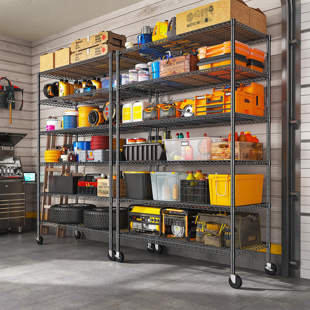82" 6-Tier Adjustable Storage Shelves with Wheels S373411