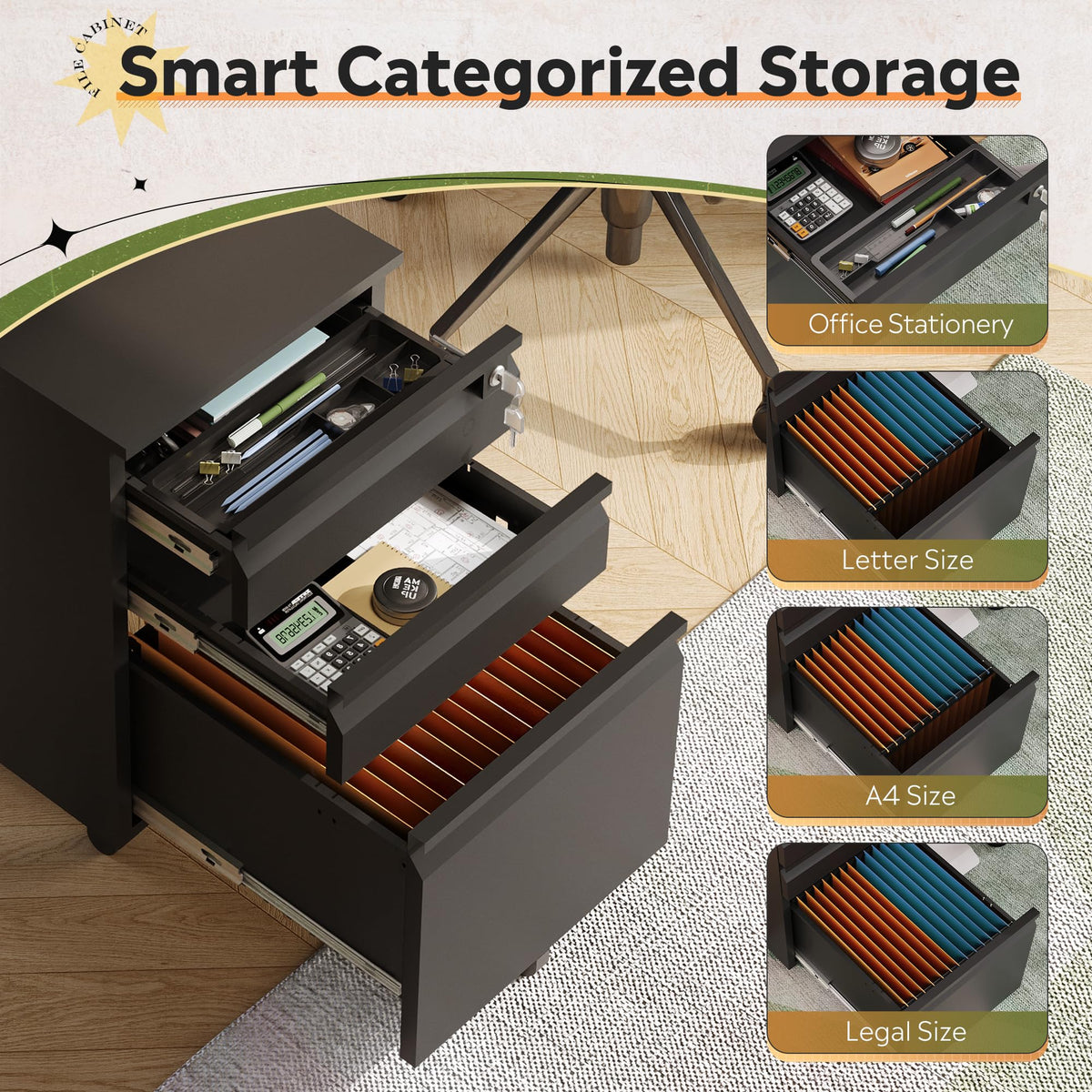 3 Drawer Mobile File Cabinet with Lock Q304497