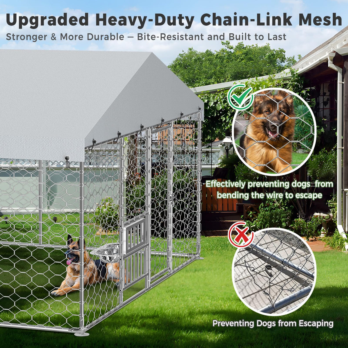 10×20FT Heavy Duty Chain Link Dog Kennel with Roof P832