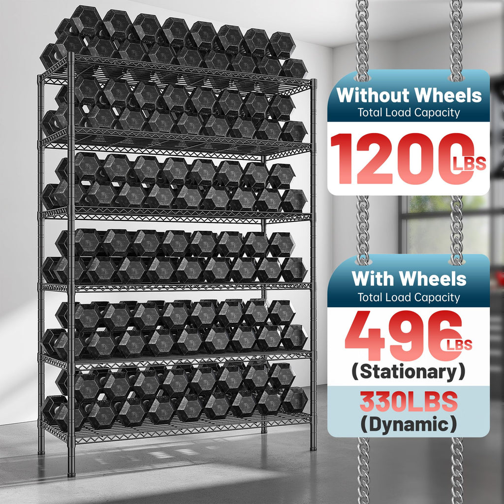 82" 6-Tier Adjustable Storage Shelves with Wheels S373411
