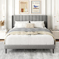 Queen Size Upholstered Platform Bed Frame with Wingback Headboard S364