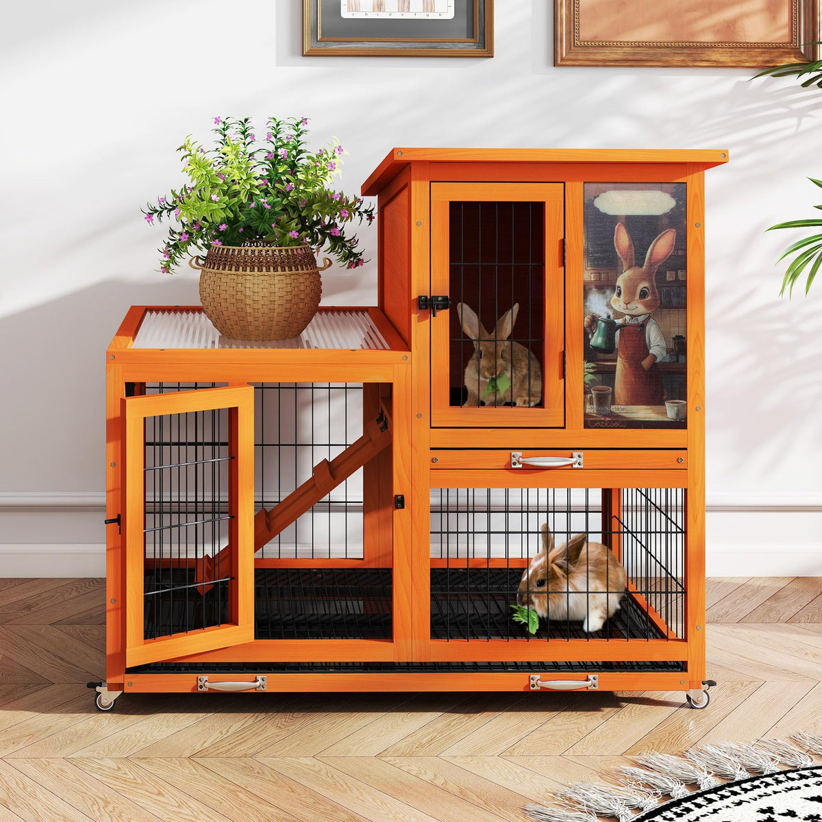 Rabbit Hutch with Wire Floor & Removable Tray E378