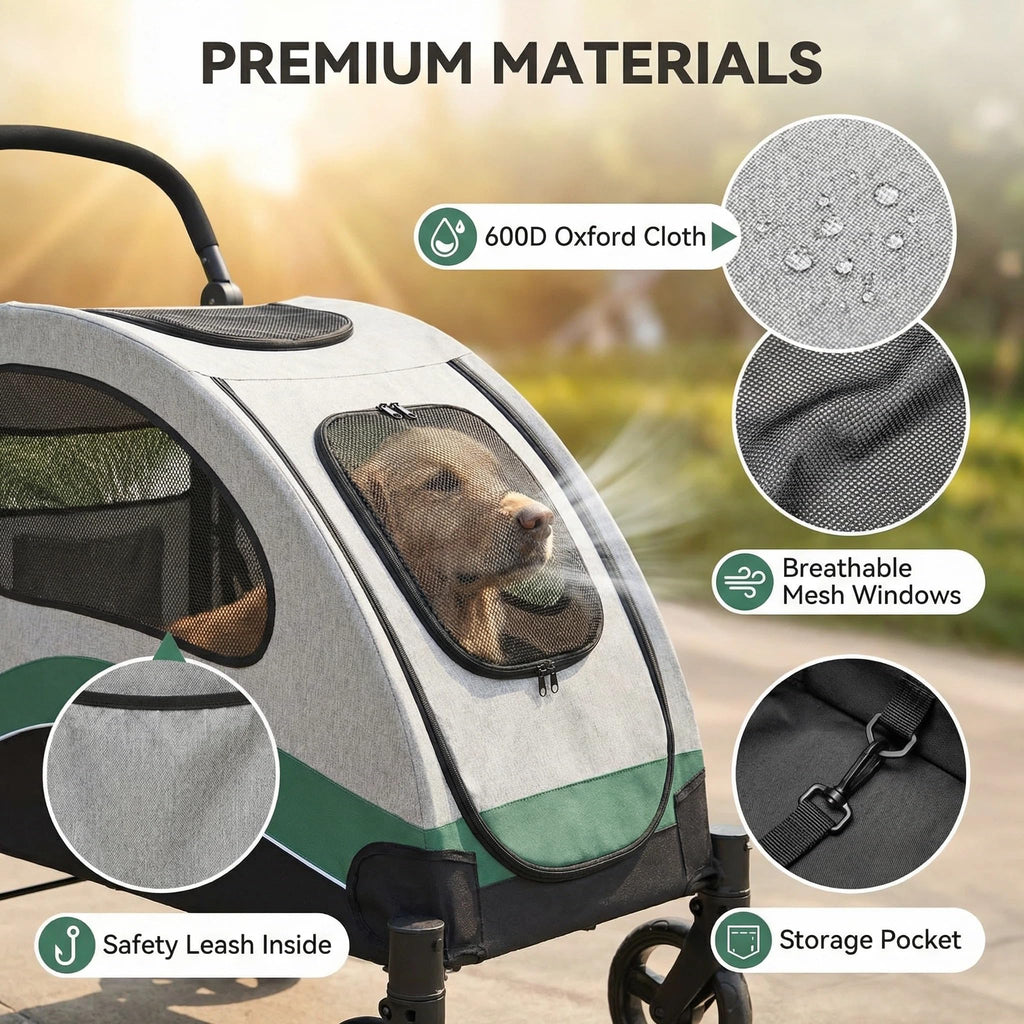 Extra Large Foldable Dog Stroller with Wheels and Brakes V837