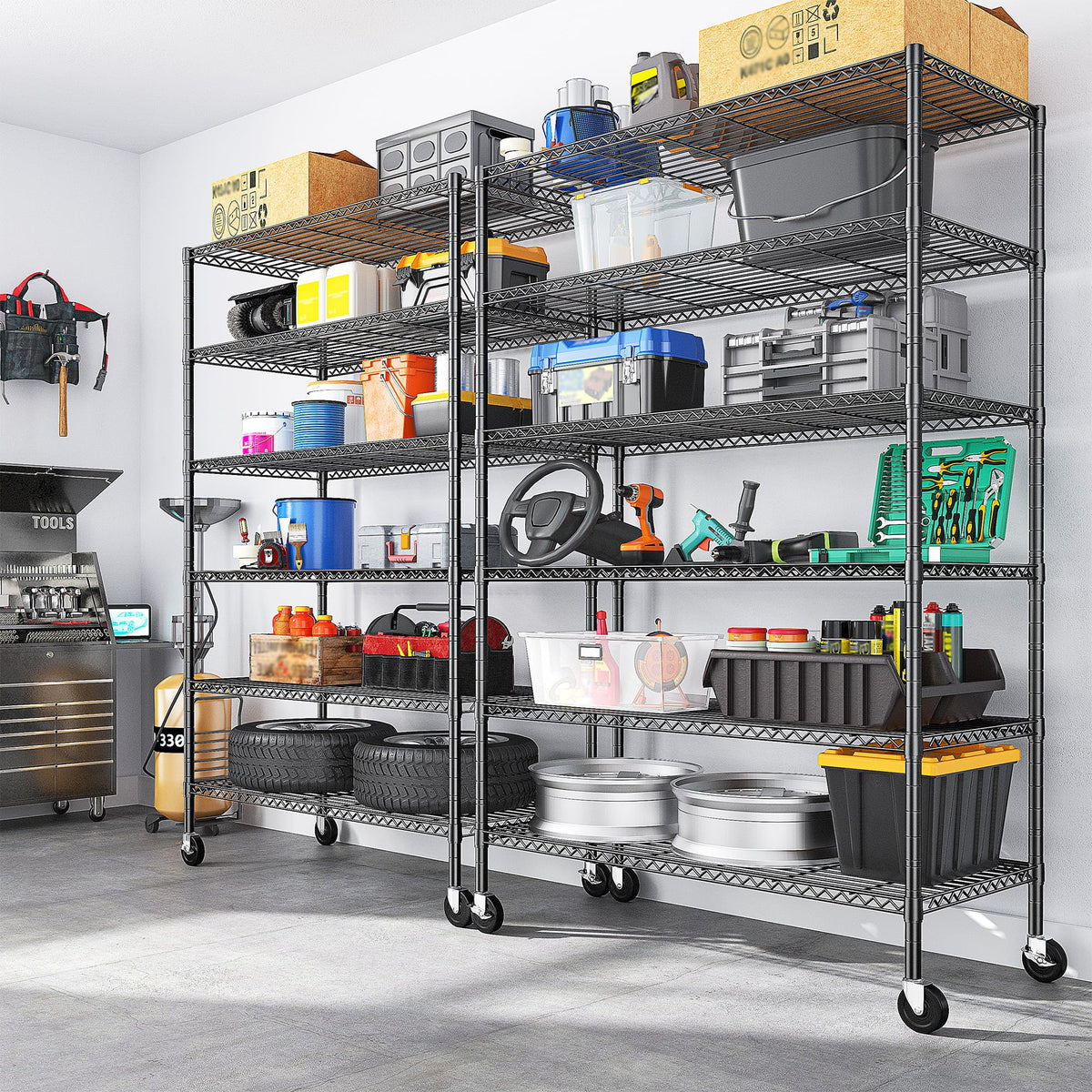 82" 6-Tier Adjustable Storage Shelves with Wheels S373411