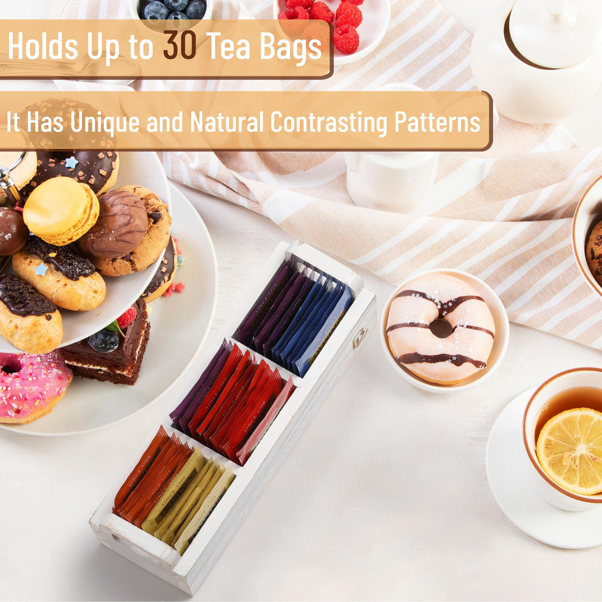 Wooden 3 Slot Tea Bag Organizer D3162