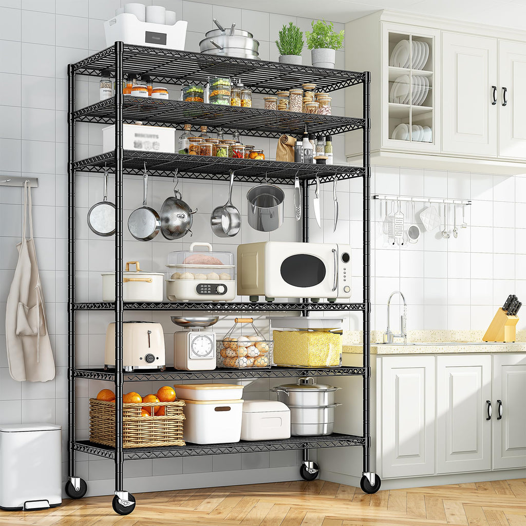 82" 6-Tier Adjustable Storage Shelves with Wheels S373411