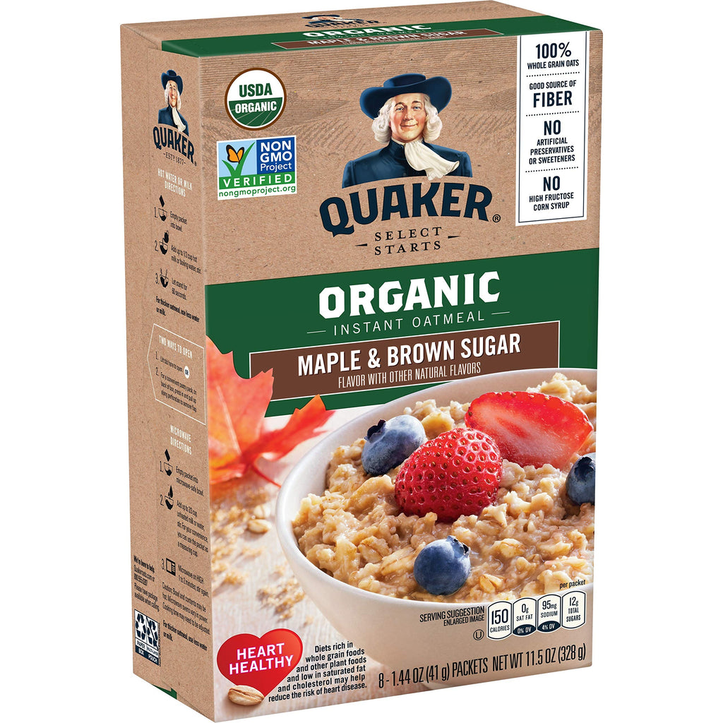 Organic Maple & Brown Sugar Instant Oatmeal, 8 Packets (6 Boxes) O3436